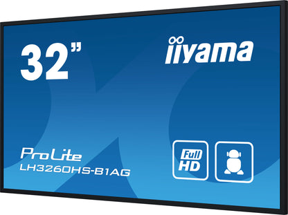 Dark Cyan iiyama PROLITE Digital A-board 80 cm (31.5") LED Wi-Fi 500 cd/m² Full HD Black Built-in processor Android 11 24/7