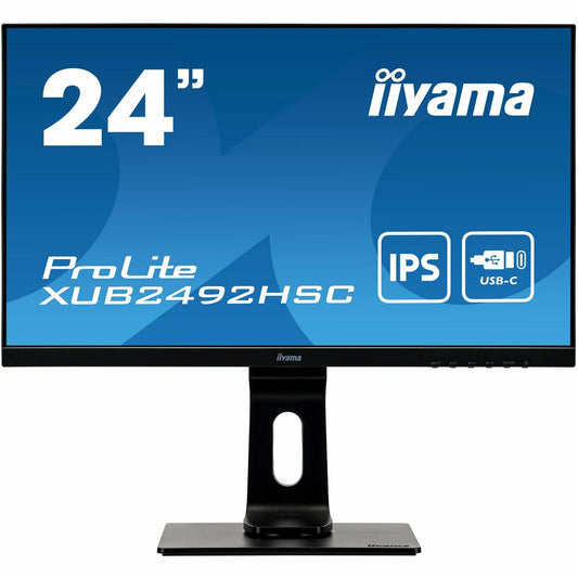 Dark Cyan iiyama XUB2492HSC-B1 24" IPS LCD USB-C Display with 65W Charging and Height Adjustable Stand