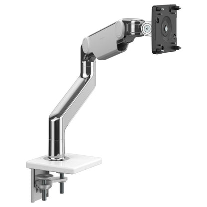 Light Gray Humanscale M8.1 Silver, White Desktop Monitor Arm