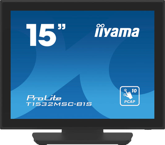 Dark Cyan iiyama ProLite T1532MSC-B1S computer monitor 38.1 cm (15") 1024 x 768 pixels XGA LCD Touchscreen Black