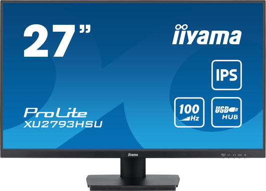 Dark Cyan iiyama ProLite XU2793HSU-B6 27” IPS technology panel with USB hub and 100Hz refresh rate