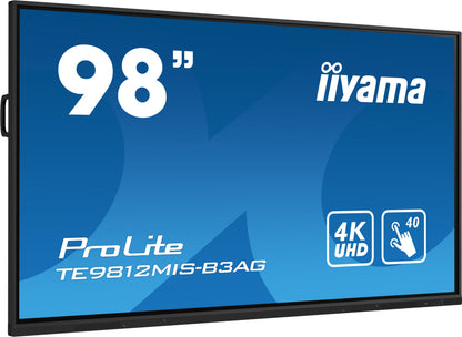 Dark Cyan iiyama TE9812MIS-B3AG Signage Display Kiosk design 2.49 m (98") LCD Wi-Fi 400 cd/m² 4K Ultra HD Black Touchscreen Built-in processor Android 11 24/7