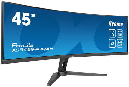 Dark Cyan iiyama ProLite 45" Curved 1500R UWQHD 5120 x 1440 pixels Ultra Wide Computer Monitor with KVM Switch and USB-C Dock