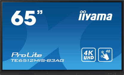 Dark Cyan iiyama TE6512MIS-B3AG Signage Display Kiosk design 165.1 cm (65") LCD Wi-Fi 400 cd/m² 4K Ultra HD Black Touchscreen Built-in processor Android 11 24/7