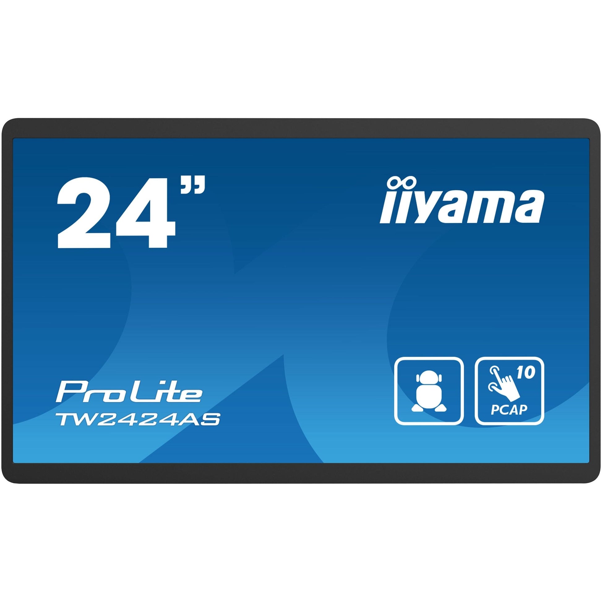 Dark Cyan iiyama TW2424AS-B1 Signage Display Digital signage flat panel 60.5 cm (23.8") Wi-Fi 250 cd/m² 4K Ultra HD Black Touchscreen Built-in processor Android 24/7