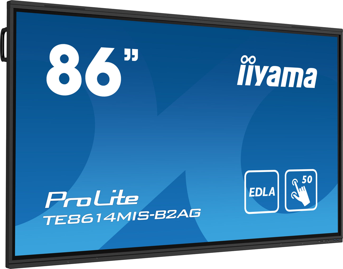 Dark Cyan iiyama PROLITE TE8614MIS-B2AG Digital signage flat panel 2.18 m (86") LCD Wi-Fi 435 cd/m² 4K Ultra HD Black Touchscreen Built-in processor Android 24/7