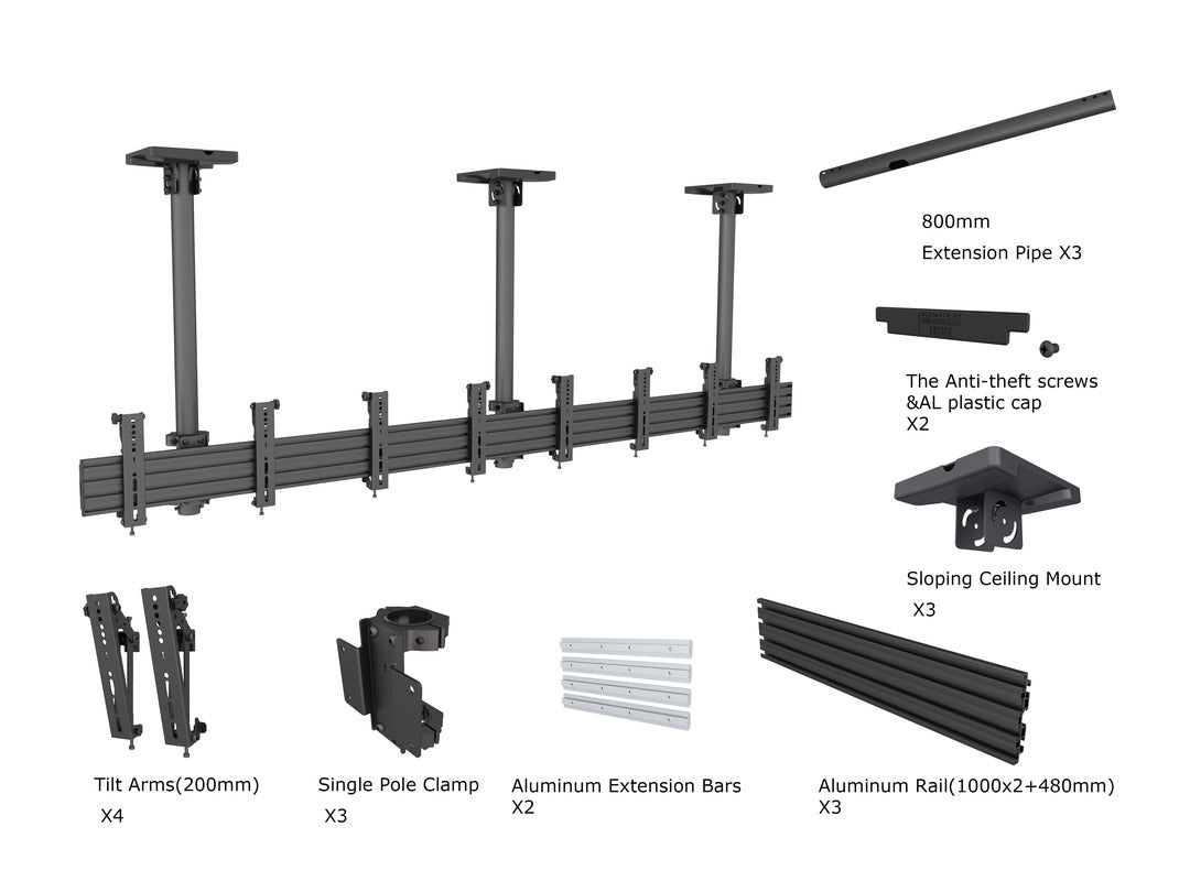 Dark Slate Gray Multibrackets M Menu Board Mount Pro MBC4X1U VESA 200