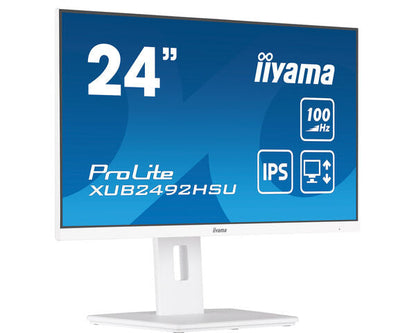 Dark Cyan iiyama ProLite XUB2492HSU-W6 24" IPS 100Hz Full HD Display with HAS in White