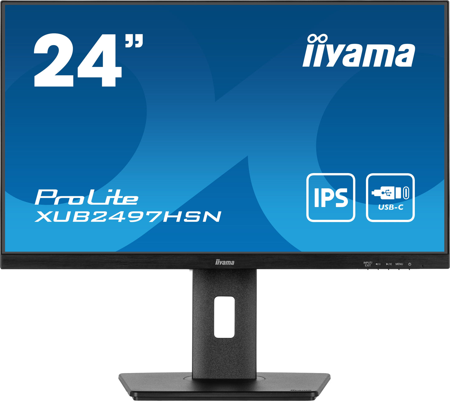 Dark Cyan iiyama ProLite XUB2497HSN-B2 24" Full HD LED Desktop Monitor with USB-C Hub & RJ45 Port