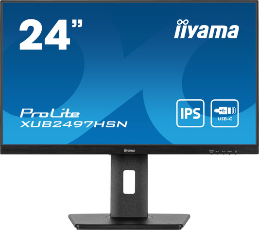 Dark Cyan iiyama ProLite XUB2497HSN-B2 24" Full HD LED Desktop Monitor with USB-C Hub & RJ45 Port