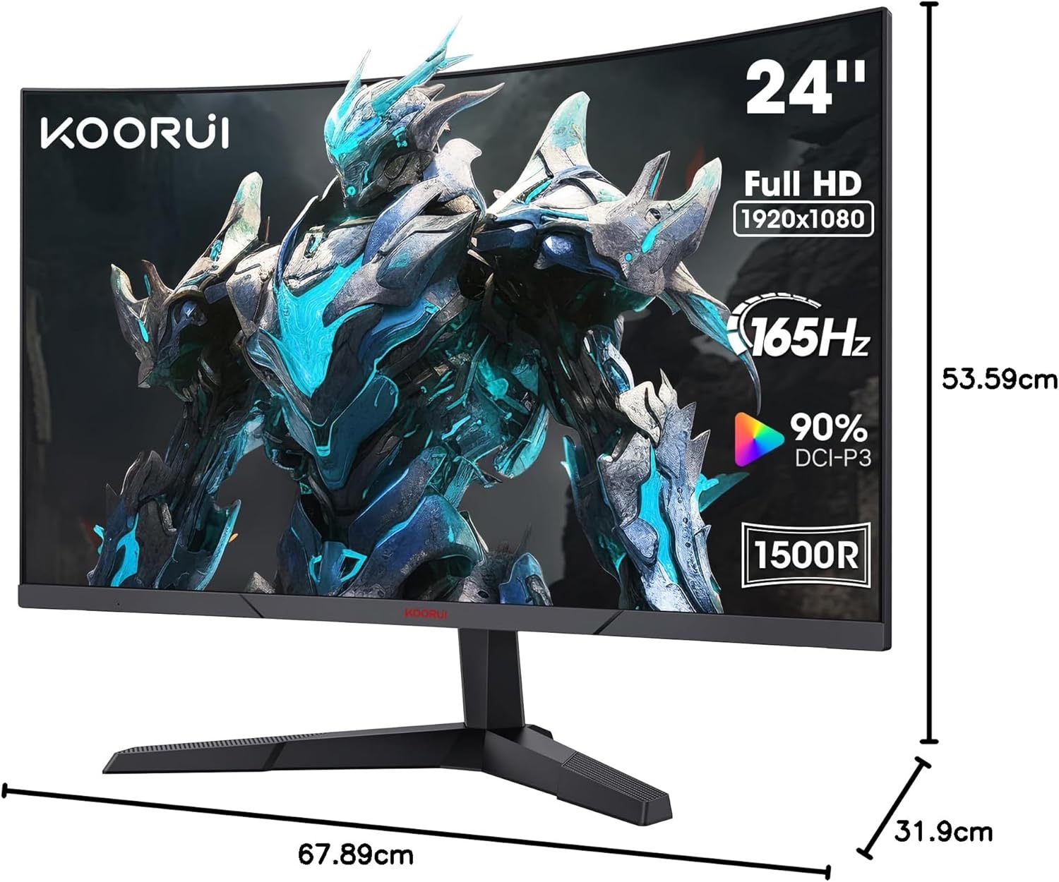 Dark Slate Gray Koorui 24E6CA 24" Curved VA 165Hz 1ms FHD 1500R Gaming Monitor