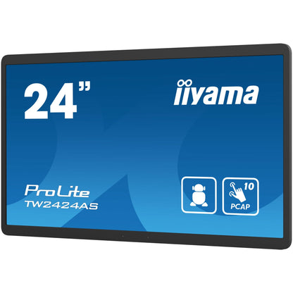 Dark Cyan iiyama TW2424AS-B1 Signage Display Digital signage flat panel 60.5 cm (23.8") Wi-Fi 250 cd/m² 4K Ultra HD Black Touchscreen Built-in processor Android 24/7