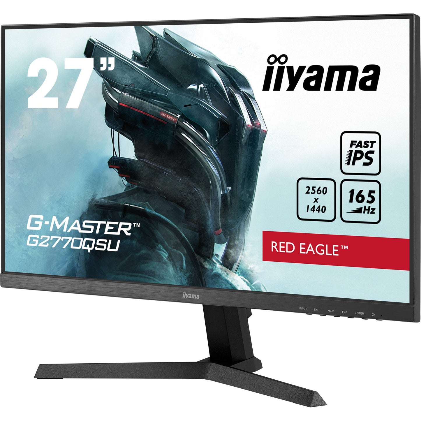 Light Gray Iiyama G-Master G2770QSU-B1 Fast IPS Red Eagle Gaming Monitor with Fixed Stand