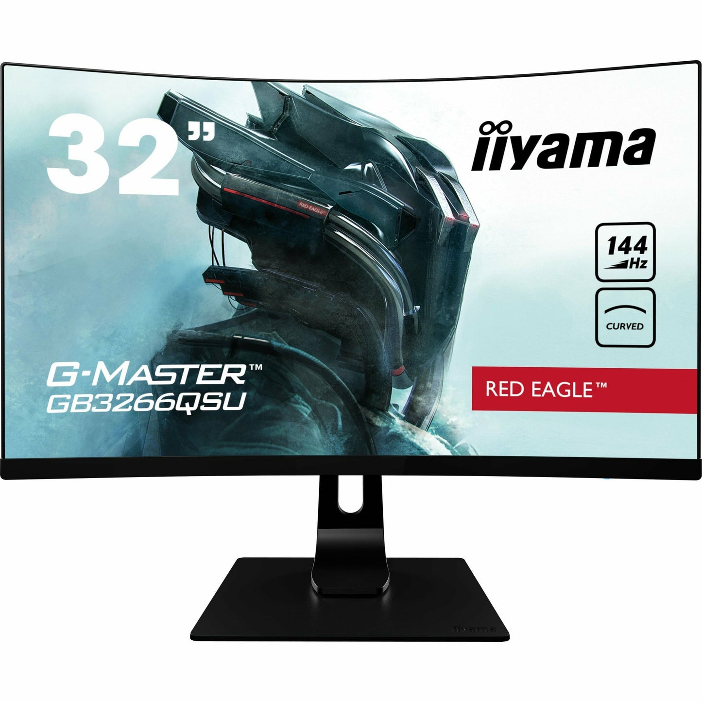 Light Gray iiyama G-MASTER GB3266QSU-B1 32" 144Hz 1ms 1800R Height Adjust Stand Curved LED Display