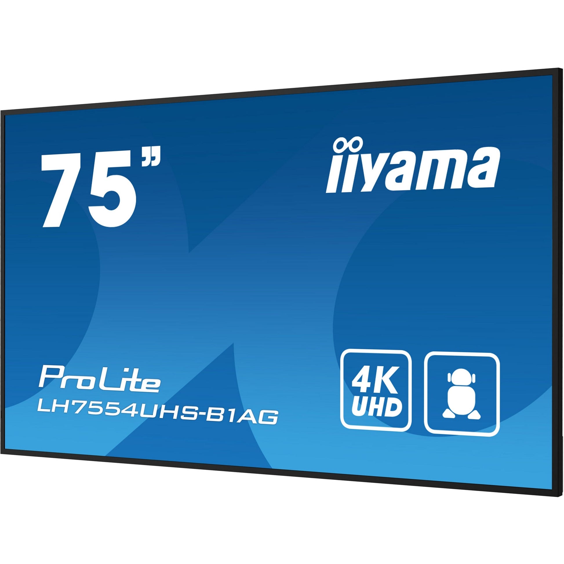 Dark Cyan Iiyama ProLite LH7554UHS-B1AG 75" 4K UHD Digital Signage 24/7 display with Android OS, FailOver & Intel® SDM slot