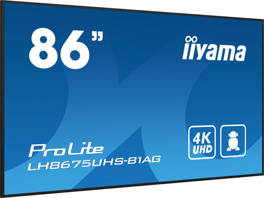 Dark Cyan iiyama ProLite LH8675UHS-B1AG 86" 4K UHD 24/7 Display with Android OS, FailOver and Intel SDM slot