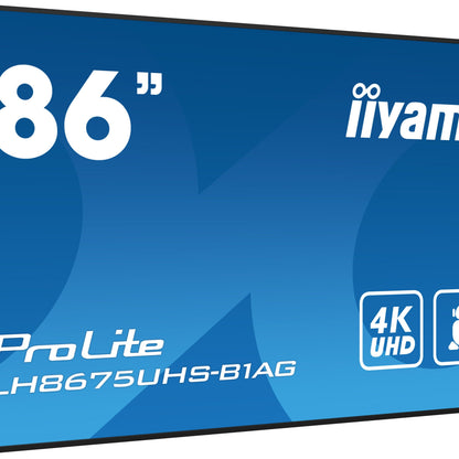 Dark Cyan iiyama ProLite LH8675UHS-B1AG 86" 4K UHD 24/7 Display with Android OS, FailOver and Intel SDM slot