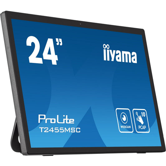 Dark Cyan Iiyama ProLite T2455MSC-B1 24" Edge-to-Edge PCAP Touchscreen with Integrated Webcam