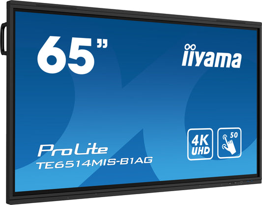 Dark Cyan Iiyama ProLite TE6514MIS-B1AG 65" PureTouch-IR+ Touch Screen 4K 24/7 Large Format Display with Android, Wifi & USB-C