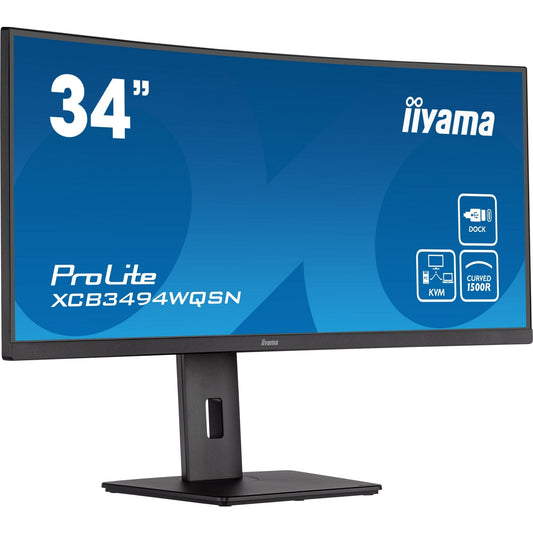 Dark Cyan iiyama ProLite XCB3494WQSN-B5 34" 1500R Curved Monitor with USB-C Dock & KVM