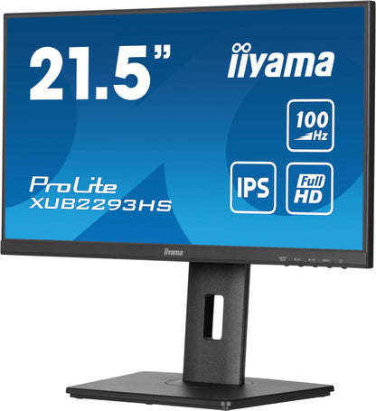 Dark Cyan iiyama ProLite XUB2293HS-B6 22" IPS Edge to Edge Display with Height Adjust Stand