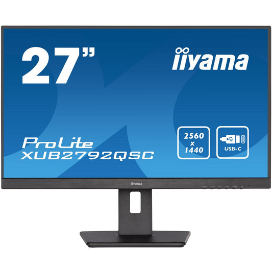 Dark Cyan iiyama Prolite XUB2792QSC-B5 27’’ WQHD 2560x1440 IPS Display with USB-C dock and 65W Power Delivery