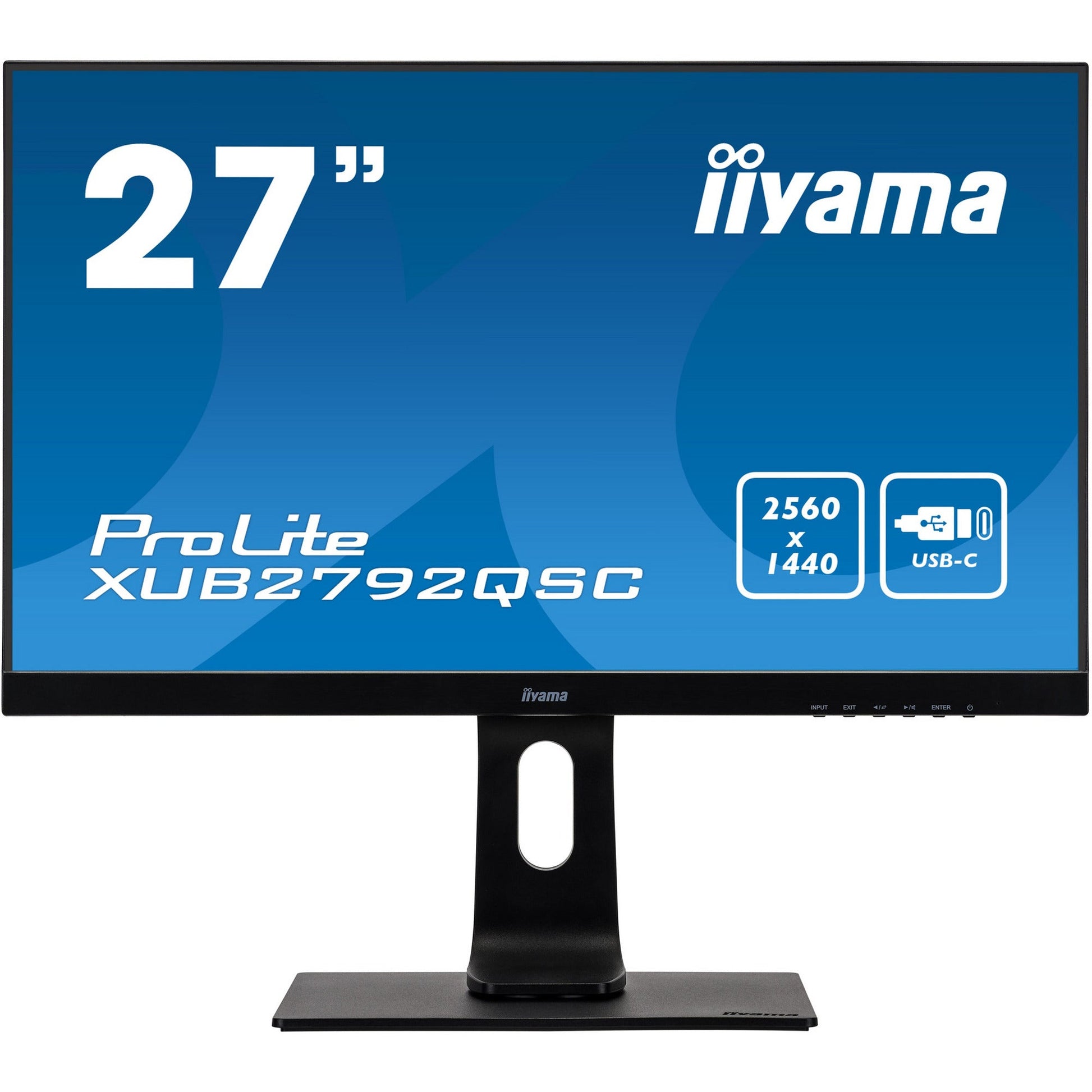 Dark Cyan iiyama Prolite XUB2792QSC-B1 27’’ WQHD 2560x1440 IPS Display with USB-C dock and 65W Power Delivery