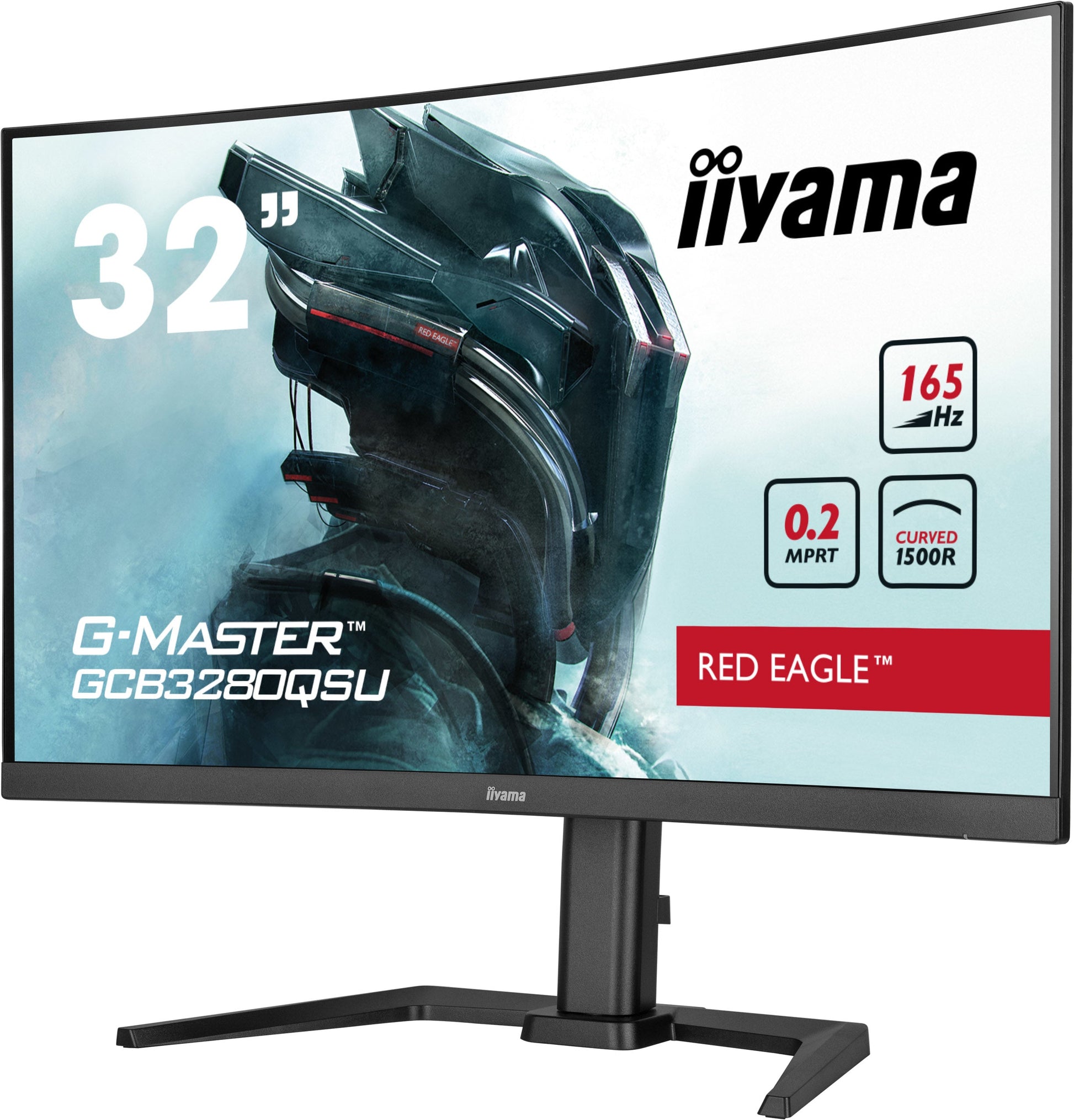 Light Gray iiyama G-MASTER Red Eagle GCB3280QSU-B1  32" 1500R 165Hz Curved Gaming Monitor