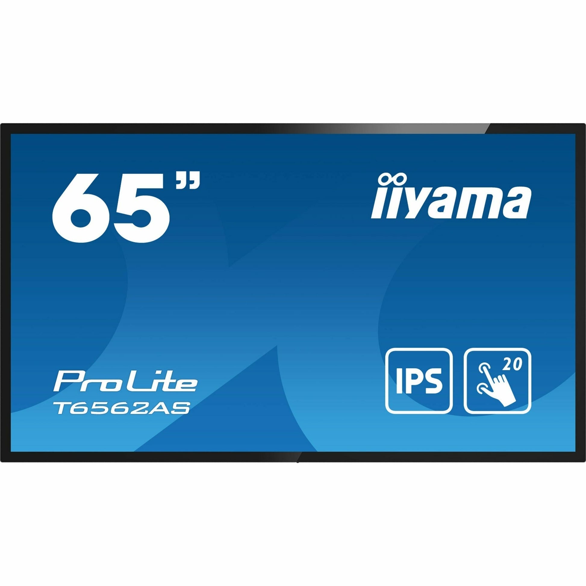 Dark Cyan iiyama ProLite T6562AS-B1 65" VA 4K UHD Projective Capacitive 20pt Touchscreen with Palm Rejection Edge to Edge Glass Design