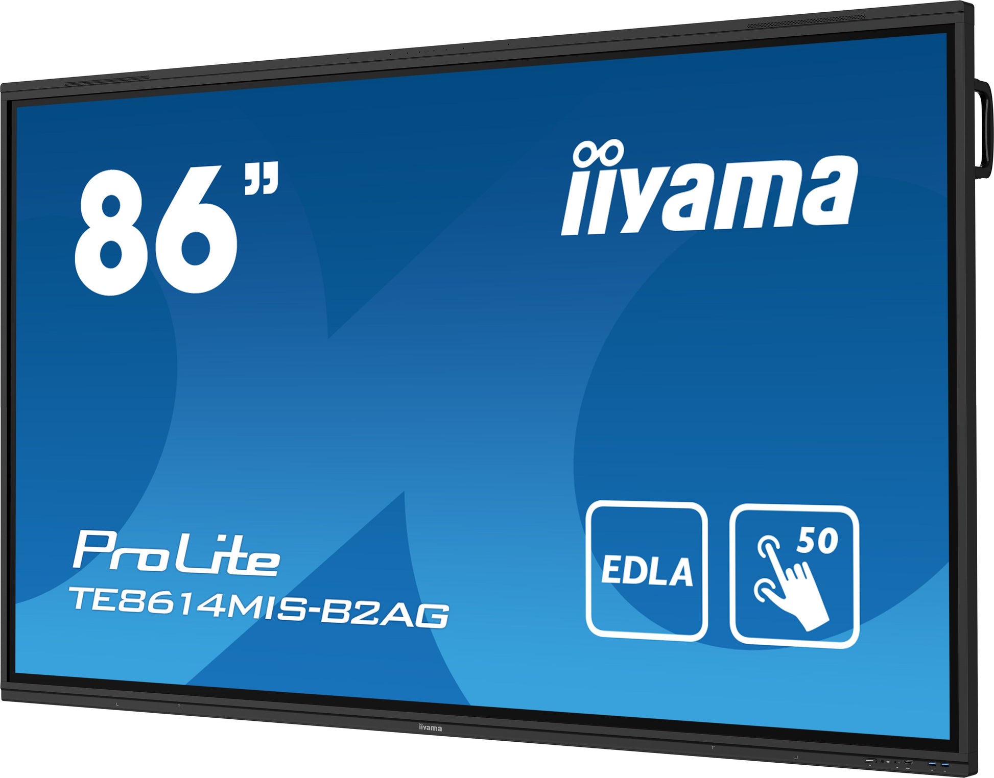 Dark Cyan iiyama PROLITE TE8614MIS-B2AG Digital signage flat panel 2.18 m (86") LCD Wi-Fi 435 cd/m² 4K Ultra HD Black Touchscreen Built-in processor Android 24/7