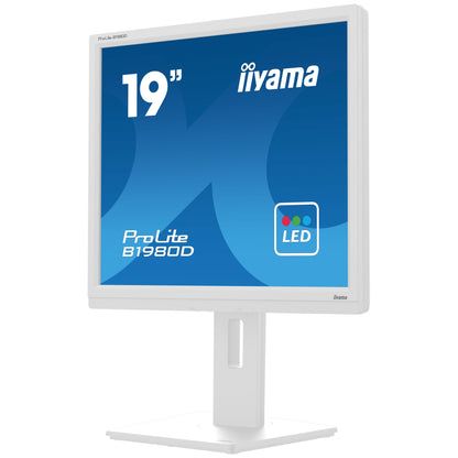 Light Gray iiyama ProLite B1980D-W5 computer monitor 48.3 cm (19") 1280 x 1024 pixels SXGA LCD White