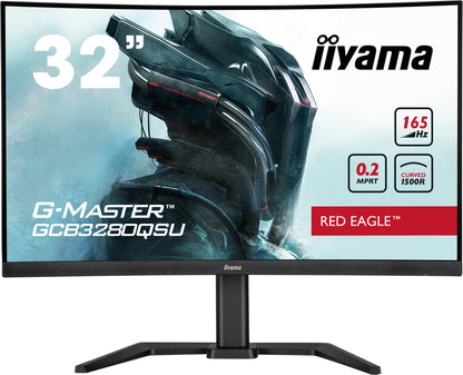 Light Gray iiyama G-MASTER Red Eagle GCB3280QSU-B1  32" 1500R 165Hz Curved Gaming Monitor