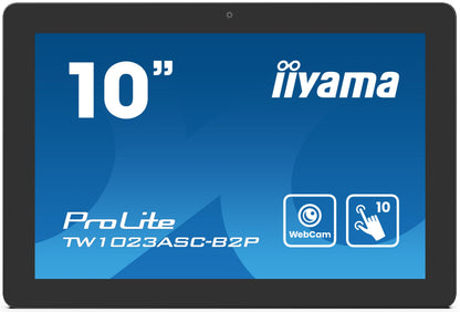 Dark Cyan iiyama ProLite TW1023ASC-B2P 10.1" Touch Panel PC with AndroidOS, PoE and Built-in Camera/Mic