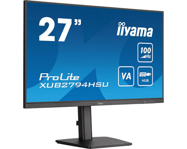 Dark Cyan iiyama ProLite XUB2794HSU-B6 27" Full HD VA panel with 100Hz refresh rate and 150mm height adjustable stand