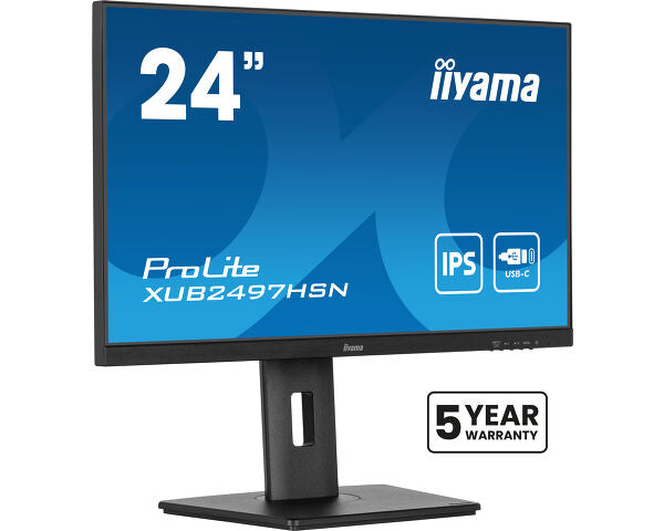 Dark Cyan iiyama ProLite XUB2497HSN-B2 24" Full HD LED Desktop Monitor with USB-C Hub & RJ45 Port