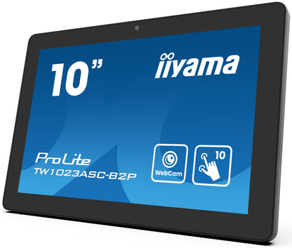 Dark Cyan iiyama ProLite TW1023ASC-B2P 10.1" Touch Panel PC with AndroidOS, PoE and Built-in Camera/Mic